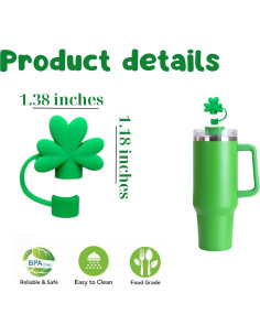 Cubiertas de Silicona para Pajitas Bimoha - 5 Pcs San Patricio 2