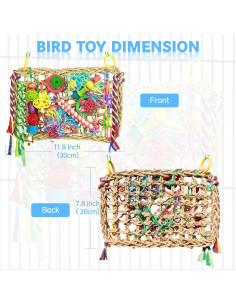 Juguete Grande para Aves COHYVER - Forrajeo y Columpio 30x20cm 2