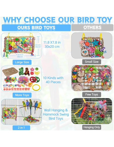 Juguete Grande para Aves COHYVER - Forrajeo y Columpio 30x20cm