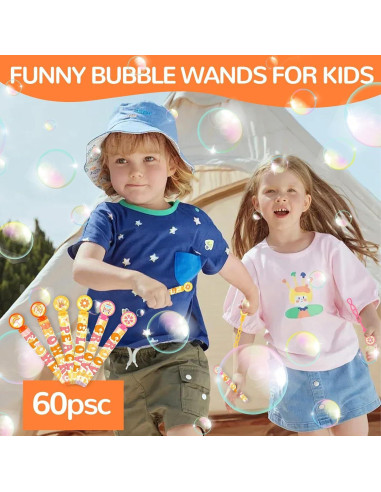 60 Varitas de Burbuja Psicodélicas Hippie con Stickers DIY