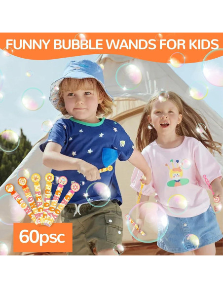 60 Varitas de Burbuja Psicodélicas Hippie con Stickers DIY