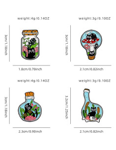 Conjunto de 4 Pines de Esmalte de Gato Lindo para Ropa y Accesorios 2