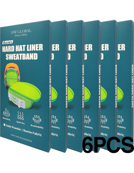 6PCS Banda de Sudor para Casco SAFE119 Lavable Absorbente