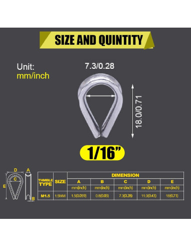 Ojales de Cable de Acero Inoxidable Twidec M2 25 Piezas