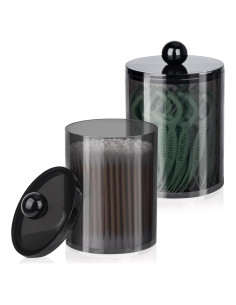 Juego de 2 Tarros de Plástico Organizador de Baño 10oz y 12oz Negro