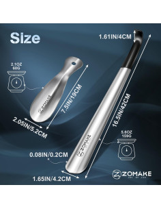 Cuerno de Zapato de Mango Largo ZOMAKE 3 Piezas Acero Inoxidable 2