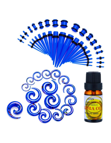 Kit de Estiramiento de Orejas JDXN 55 Piezas + Aceite Jojoba