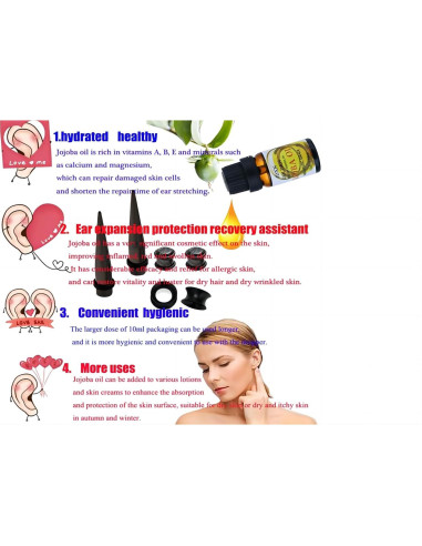 Kit de Estiramiento de Orejas JDXN 55 Piezas + Aceite Jojoba