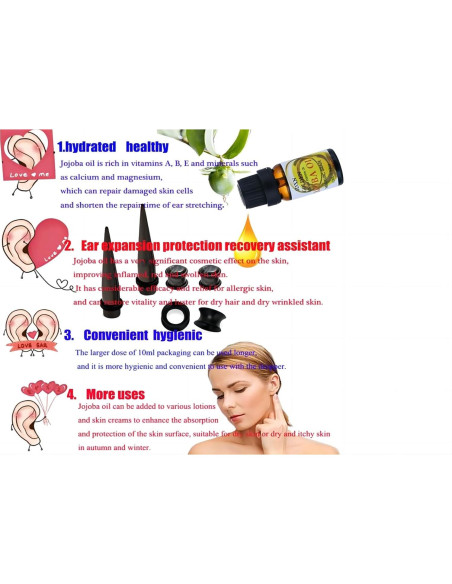 Kit de Estiramiento de Orejas JDXN 55 Piezas + Aceite Jojoba Kit de Estiramiento de Orejas JDXN 55 Piezas + Aceite Jojoba