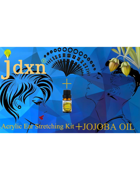 Kit de Estiramiento de Orejas JDXN 55 Piezas + Aceite Jojoba Kit de Estiramiento de Orejas JDXN 55 Piezas + Aceite Jojoba