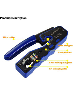 Herramienta de Crimpado RJ45 Passthrough PETECHTOOL CAT6 2