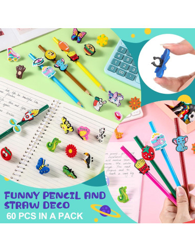 Encantos de Lápiz Seajan 120 Piezas Decorativos PVC