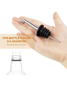 Paquete de 12 vertedores de licor acero inoxidable con tapa automática 2