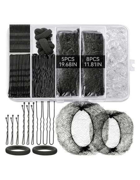 Kit de Accesorios para Cabello TsMADDTs - Horquillas y Redes Negras