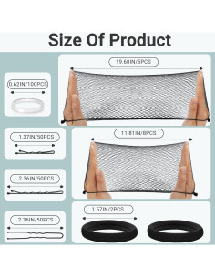 Kit de Accesorios para Cabello TsMADDTs - Horquillas y Redes Negras 2