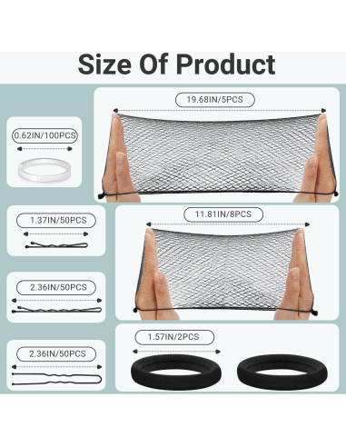 Kit de Accesorios para Cabello TsMADDTs - Horquillas y Redes Negras