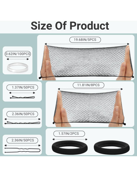 Kit de Accesorios para Cabello TsMADDTs - Horquillas y Redes Negras