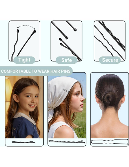 Kit de Accesorios para Cabello TsMADDTs - Horquillas y Redes Negras