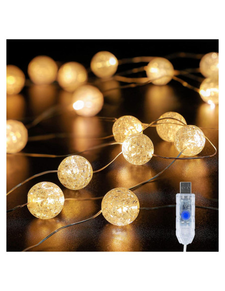 Luces de Cuerda BEEWIN 3M 30 LED Blanco Cálido USB Decorativas