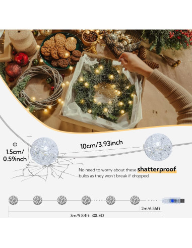 Luces de Cuerda BEEWIN 3M 30 LED Blanco Cálido USB Decorativas