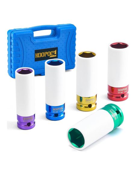 Juego de 5 Enchufes de Tuerca de Impacto KOOPOOL 15-22 mm