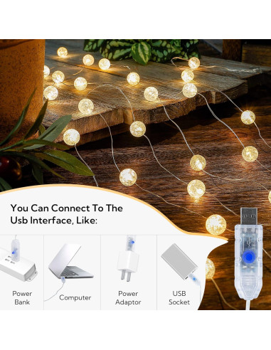 Luces de Cuerda BEEWIN 3M 30 LED Blanco Cálido USB Decorativas