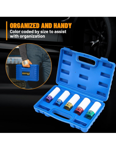 Juego de 5 Enchufes de Tuerca de Impacto KOOPOOL 15-22 mm