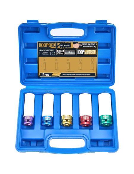 Juego de 5 Enchufes de Tuerca de Impacto KOOPOOL 15-22 mm