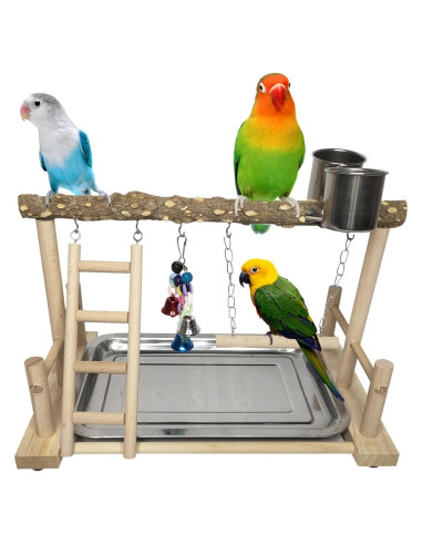 Parque de Aves de Madera PINVNBY 37x24x24 cm para Loros