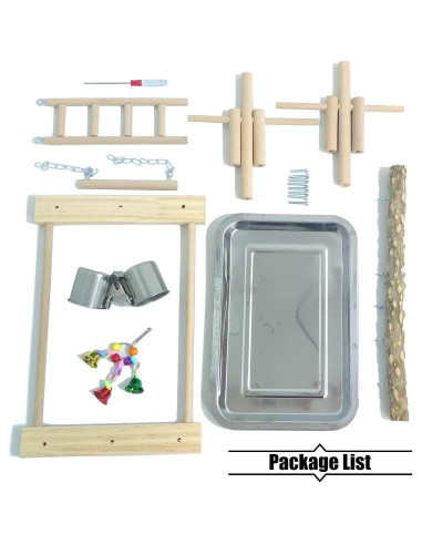 Parque de Aves de Madera PINVNBY 37x24x24 cm para Loros