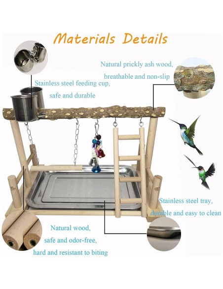 Parque de Aves de Madera PINVNBY 37x24x24 cm para Loros