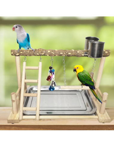 Parque de Aves de Madera PINVNBY 37x24x24 cm para Loros