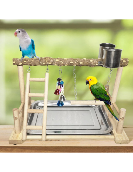 Parque de Aves de Madera PINVNBY 37x24x24 cm para Loros