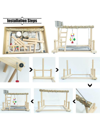 Parque de Aves de Madera PINVNBY 37x24x24 cm para Loros