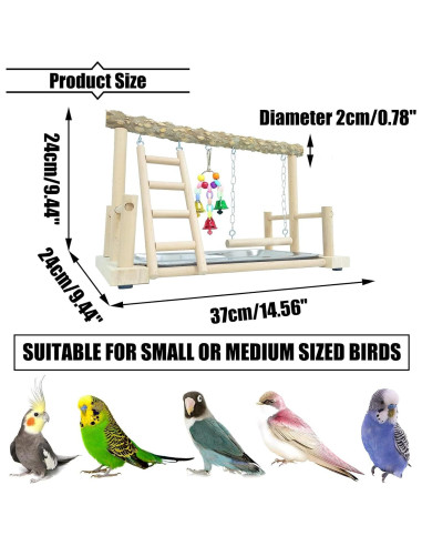 Parque de Aves de Madera PINVNBY 37x24x24 cm para Loros