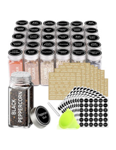 30 Tarros de Especias de Vidrio SWOMMOLY 113ml Cuadrados con Etiquetas