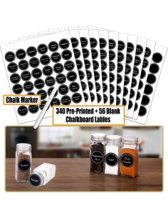 30 Tarros de Especias de Vidrio SWOMMOLY 113ml Cuadrados con Etiquetas 2