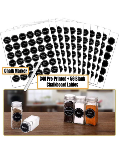 30 Tarros de Especias de Vidrio SWOMMOLY 113ml Cuadrados con Etiquetas