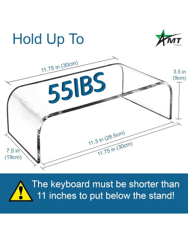 Soporte de Monitor Acrílico AMT - Elevador para Laptop/PC - 22.68 kg