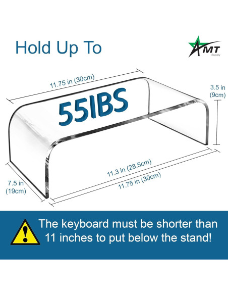 Soporte de Monitor Acrílico AMT - Elevador para Laptop/PC - 22.68 kg