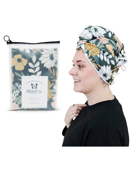 Toalla de Microfibra para Cabello BlairCo Floral Oscura 107x66cm