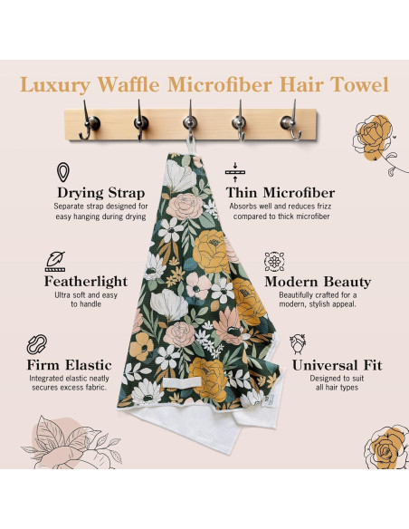 Toalla de Microfibra para Cabello BlairCo Floral Oscura 107x66cm