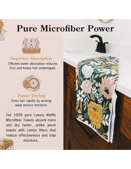 Toalla de Microfibra para Cabello BlairCo Floral Oscura 107x66cm
