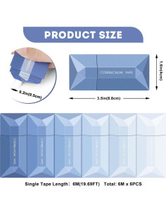 Cinta Correctora Blanca DANRONG - Paquete de 6 Cintas 6m 2