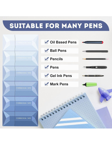 Cinta Correctora Blanca DANRONG - Paquete de 6 Cintas 6m