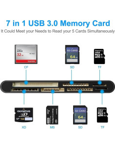 Lector de Tarjetas USB 3.0 Rocketek 7 en 1 para SD y Micro SD 2