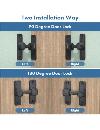 Cerradura de Puerta Sin Llave XOOL 90/180 Grados Zinc Negro