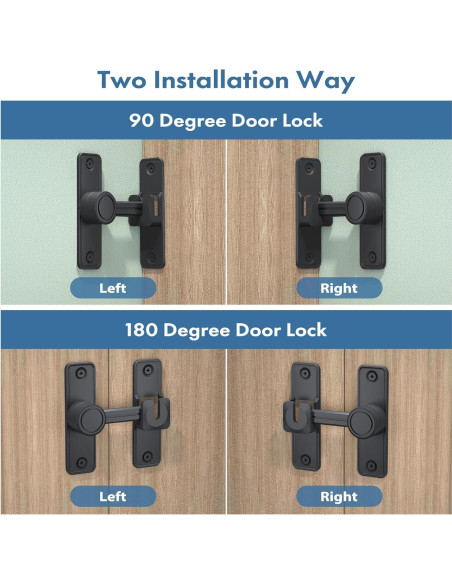 Cerradura de Puerta Sin Llave XOOL 90/180 Grados Zinc Negro