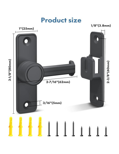 Cerradura de Puerta Sin Llave XOOL 90/180 Grados Zinc Negro