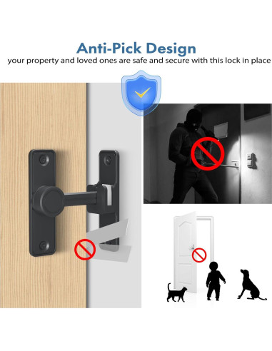 Cerradura de Puerta Sin Llave XOOL 90/180 Grados Zinc Negro